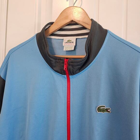 Vintage Lacoste Y2K Jacket Mens 3X Blue Striped Full Zip Retro Streetwear Skater - Picture 3 of 9